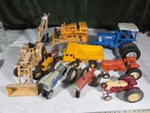 Collection Of 9 Toy Cast Metal Trucks And Tracktors