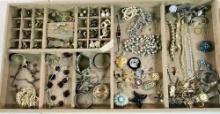 Tray Lot Of Costume Jewelry And Watches