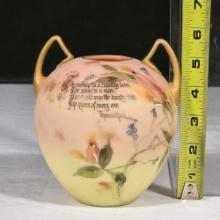 Mount Washington Burmese Jar with Thomas Wood Verse and Rose Decoration (no lid)