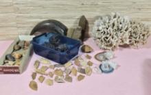 * Collection of Coral, Lava Rocks, Horn, Arrow Heads, and More