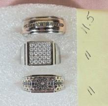 3 Men's Sterling Silver Rings