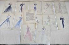 23 Fashion Designer Maxwell Shieff of Beverly Hills 1940's Orig. Fashion Sketches