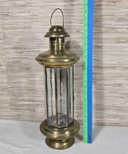 * Brass with Etched Design Beveled Glass Hanging Candle Holder