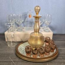 * 2 Vintage Glass Decanter Sets