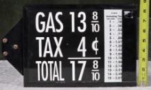 Black Porcelain Enamel Framed Service Station Gas Price asign
