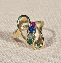Vintage 14k Gold Multi Gemstone Ring