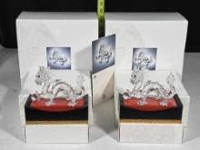 Pair of Swarovski Crystal 1997 Annual "Fabulous Creatures" The Dragon Figurines with Stands & Boxes