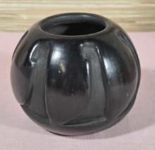3" Signed Yolanda Velarde Southwest Black Pottery Vase