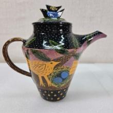 Rare Westcote Bell Pottery Red Clay Bird Tea Pot By Vaughan Smith & Jacqueline M. Cohen