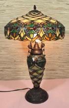 * 27" Arielle Double Socket Stained Glass Table Lamp