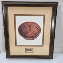 R. A. Brandes 1985 "San Juan Pueblo III Bowl" Gouache On Paper With Pueblo Pottery Shards