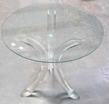 * Clear Lucite Base Glass Entry / Cafe Table