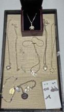 Tray Lot Of 925 Sterling Silver Jewelry Necklaces, Earrings & Bracelets.