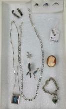 Tray Lot Of Sterling Silver Jewelry