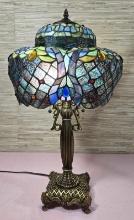 * Stained Glass Lamp with Barogue Style Lamp Shade