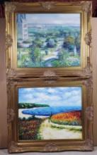 * 2 - Framed  Landscape Painting On Stretched Canvas after Claude Monet