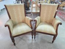 * Pair of Ethan Allen Striped Upholstered Office Chairs