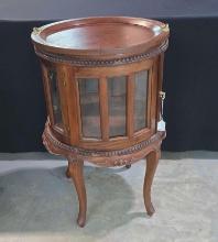 * Round Glass Sided Curio Cabinet with Lift Off Tray