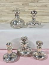* Sterling Silver Overlay On Glass Perfume Bottles