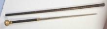36" Vintage Chinese Brass And Copper Sword Cane