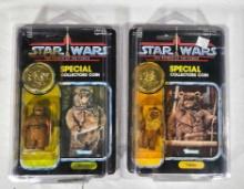2 Star Wars POTF Final 17 Special Collector Coin 92-A Card Action Figure Ewoks Romba & Papoo MOC