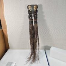 A Pair Of Songye Nkisi Power Figure Fly Whisks, Republic Of Congo