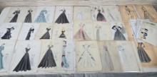 Binder Full of 1950's Copies and Original Fashion Sketches