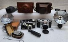 2 Vintage 35mm Rangefinder Camera; Voigtlander Prominent & Argus With Accessories