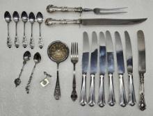 Tray Lot of Sterling Silver And 800 Silver Table Items