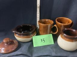 cream, Tan, and Brown lot with light brown mugs