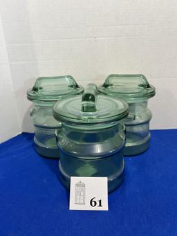 Set of 3 Glass Canister Jars with lids