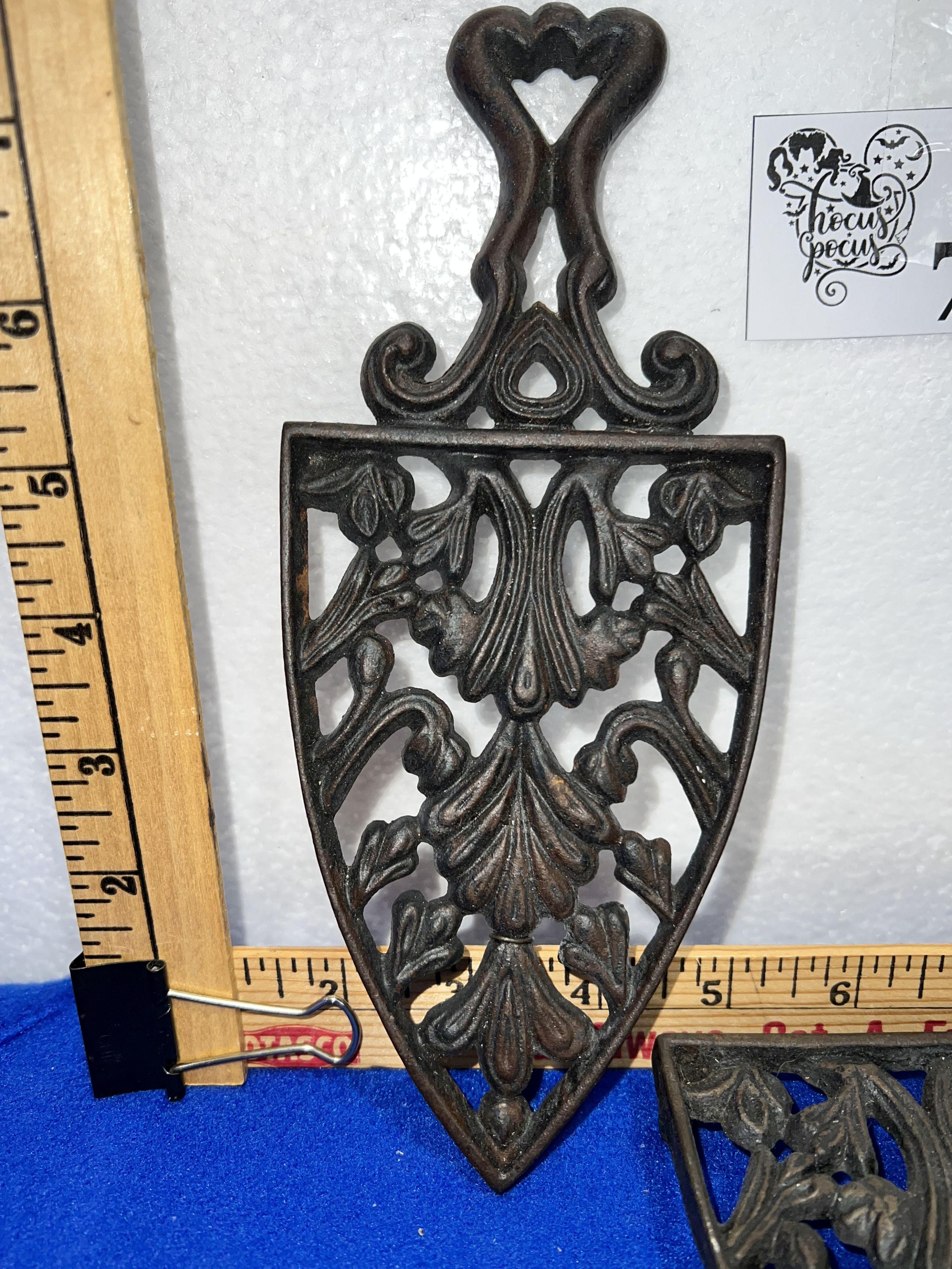 2 Vintage Wilton Sad Iron Trivet Stand Hot Plate Rest Cathedral Style