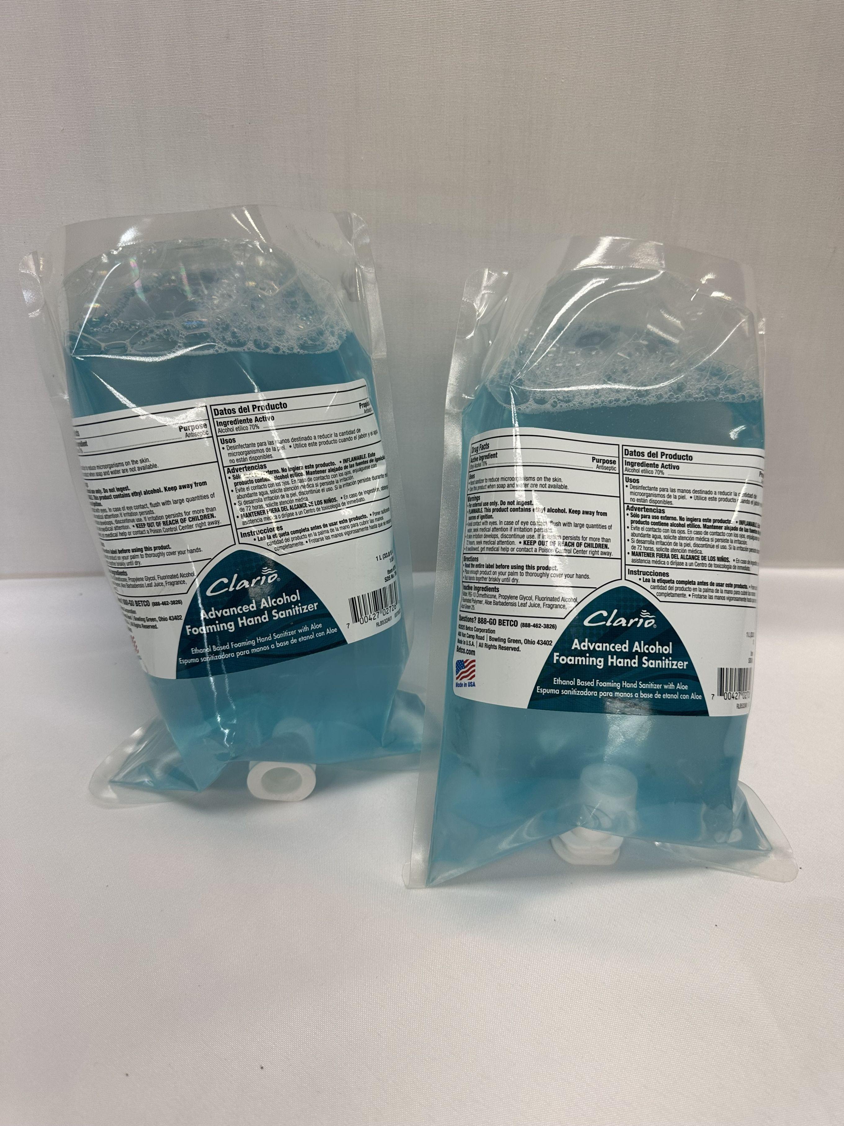 (2) Clario Advanced Alcohol Foaming Hand Santizers (2 Quarts)