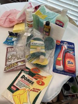Box Lot/Sponges, Tide Stain Brush, Scour n Scrubs, Goo Gone, ETC (Local Pick Up Only)