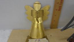 angels, stainglass figure and brass stocking hook