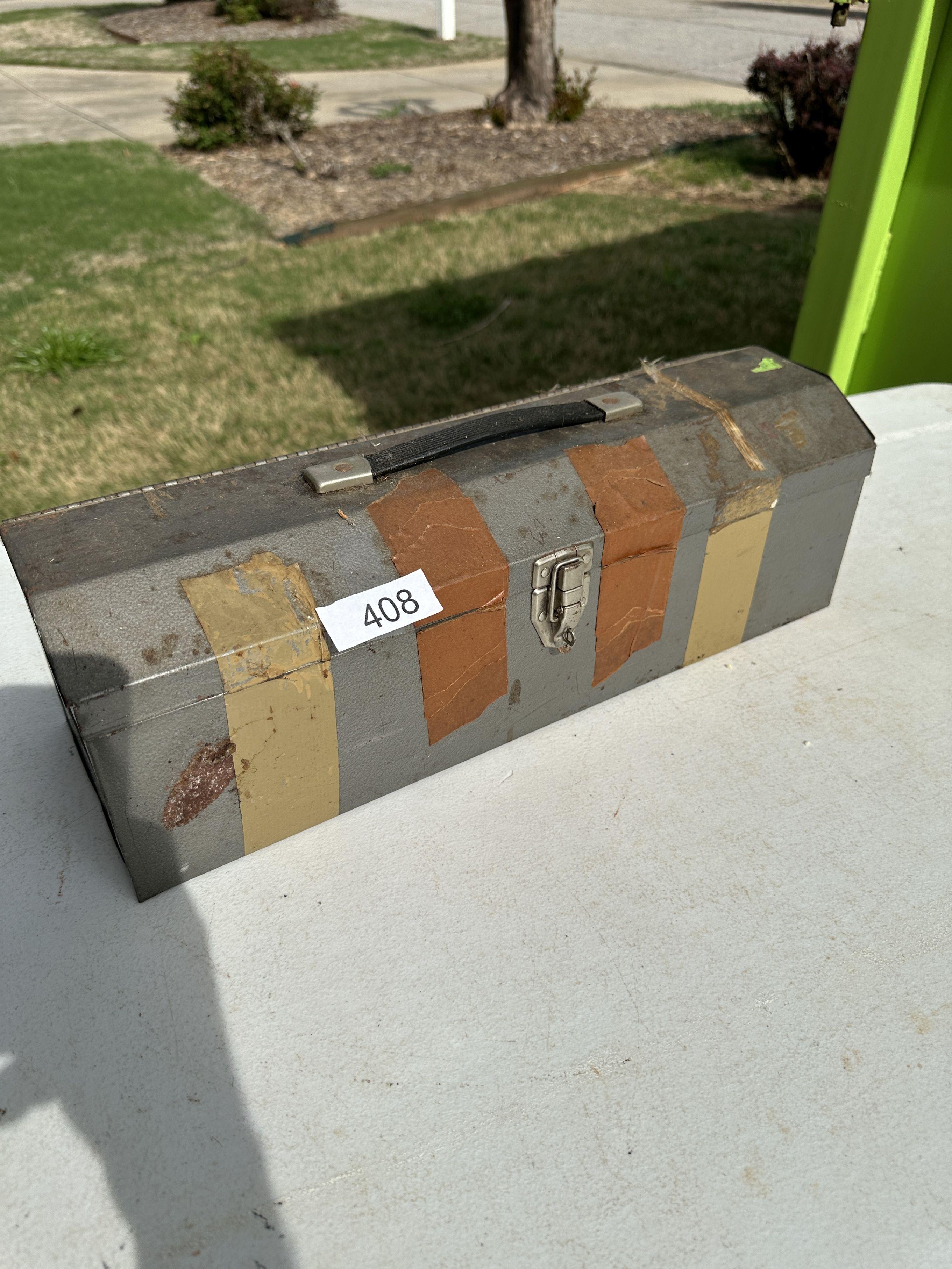 Approx 19 Inch Metal Tool Box with Misc Tools