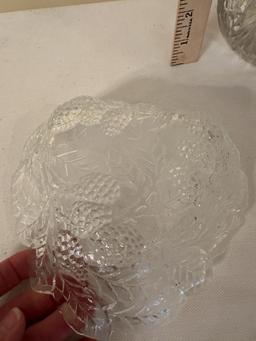 Vintage Heavy Cut Glass Pitcher, Leaf Pattern Serving Dish