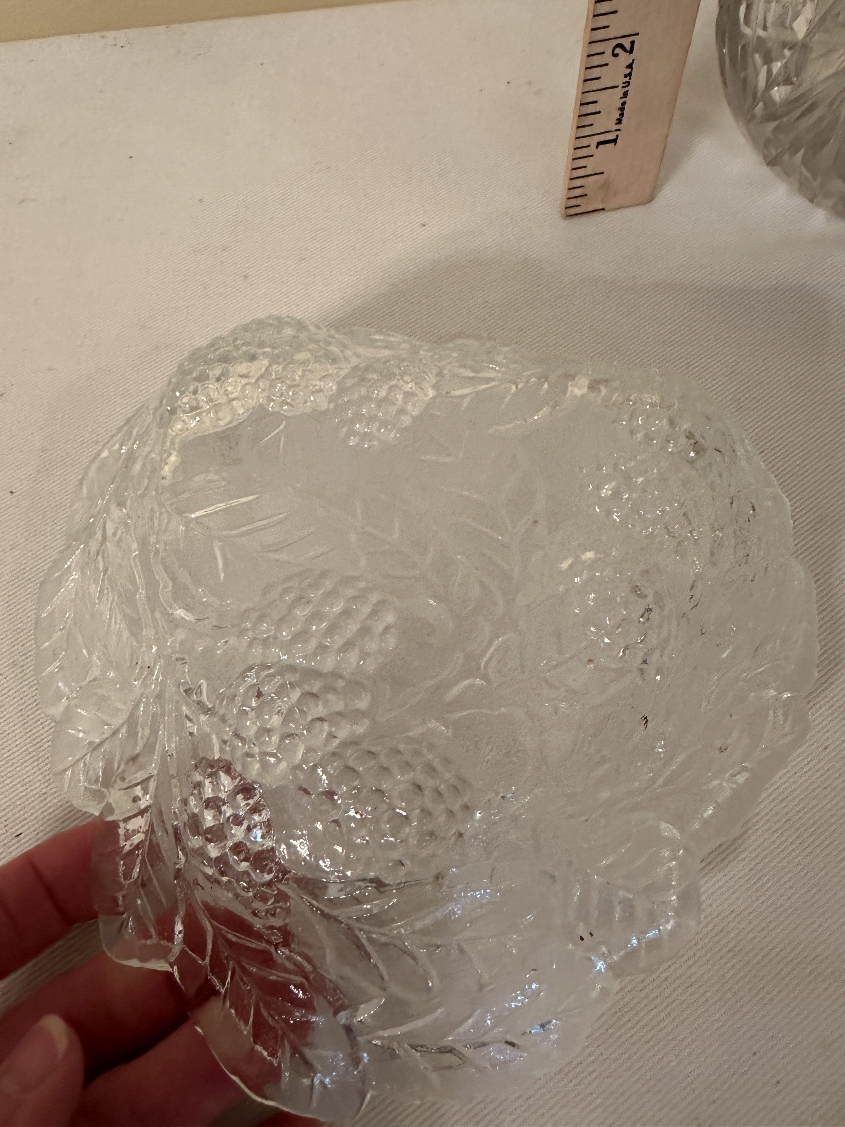 Vintage Heavy Cut Glass Pitcher, Leaf Pattern Serving Dish