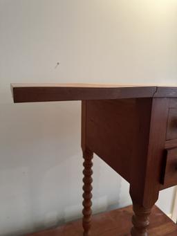 Nice Vintage Drop Leaf Cherry Wood 2 Drawer Table (Local Pick Up Only)