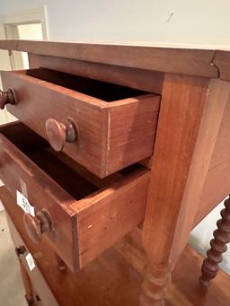 Nice Vintage Drop Leaf Cherry Wood 2 Drawer Table (Local Pick Up Only)