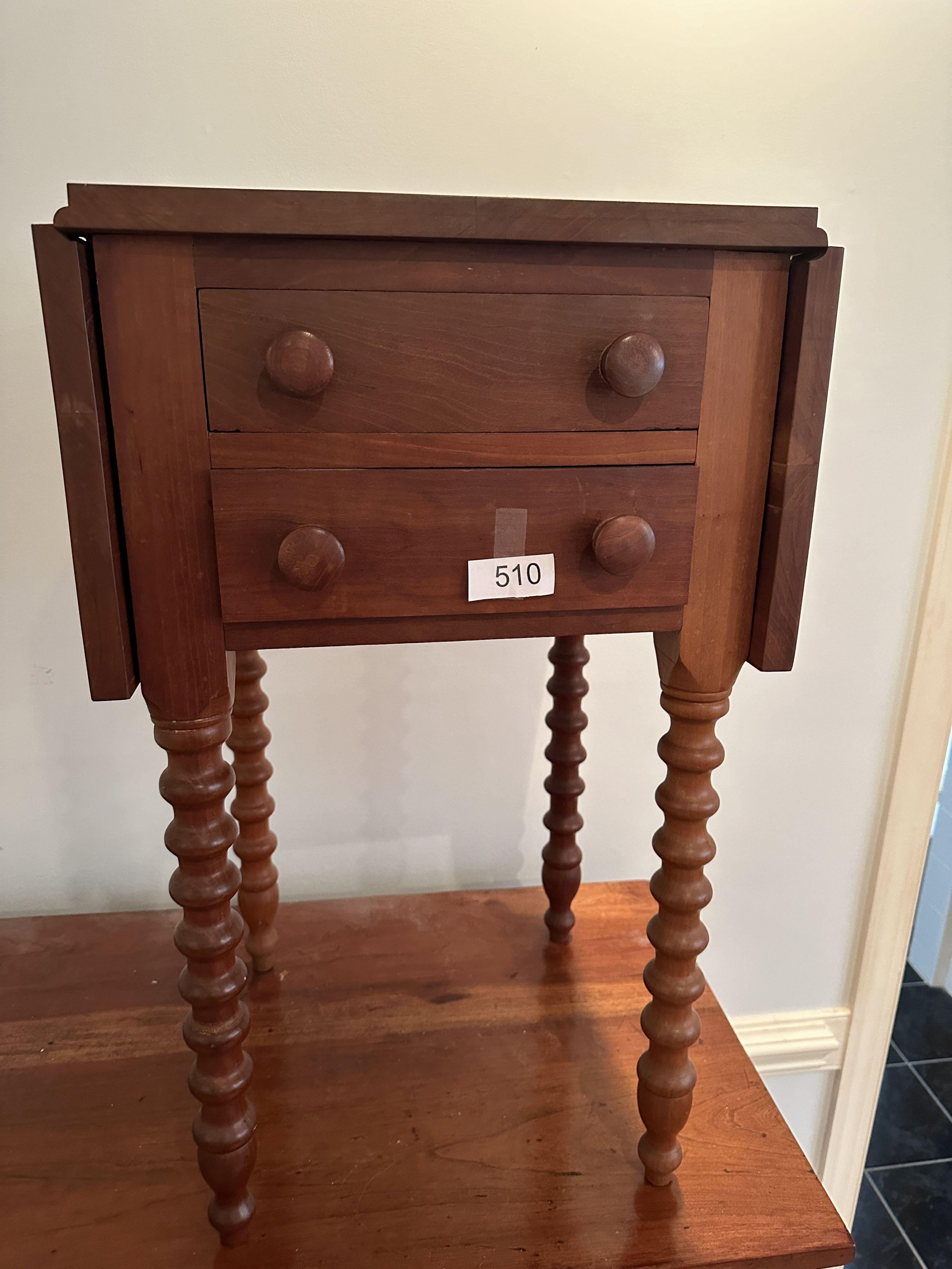Nice Vintage Drop Leaf Cherry Wood 2 Drawer Table (Local Pick Up Only)