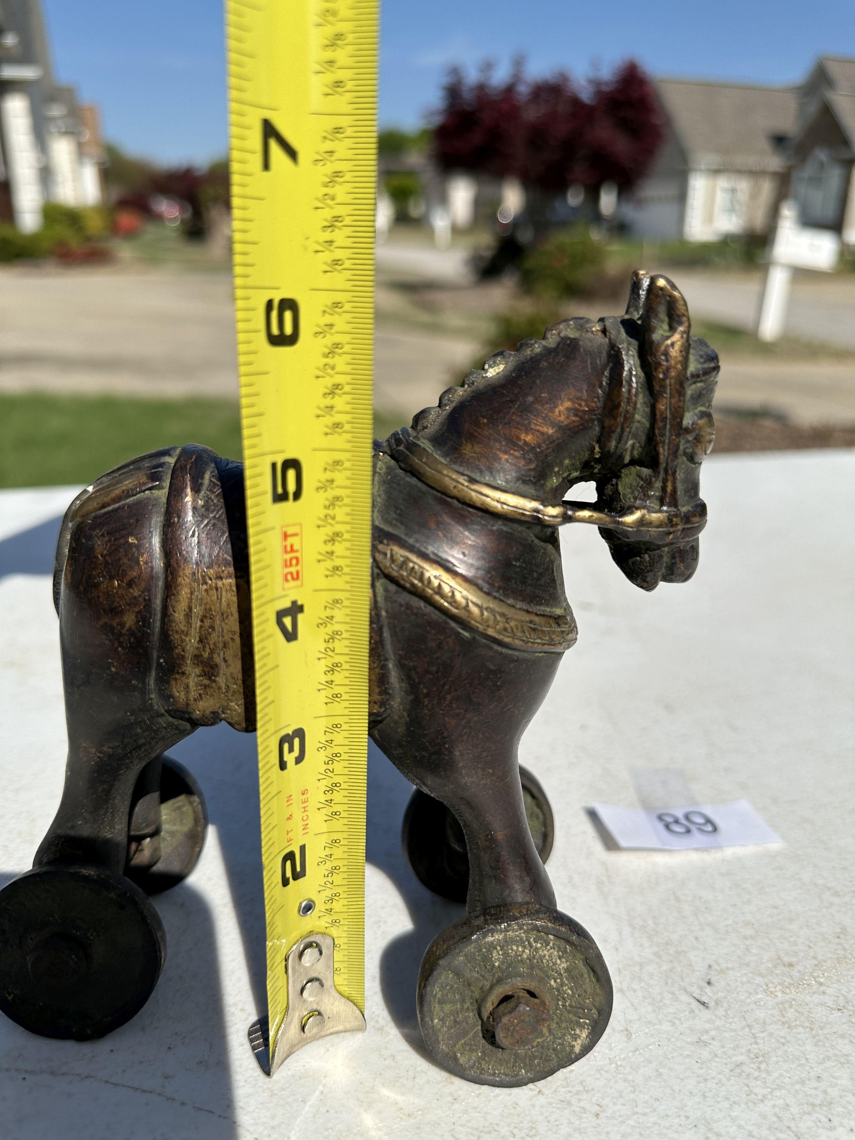 Antique Bronze Hand Crafted Trojan Horse on Wheels