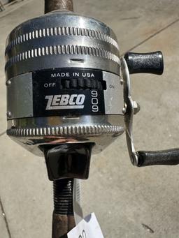 Vintage ZEBCO 909 Closed Face Reel with Rod