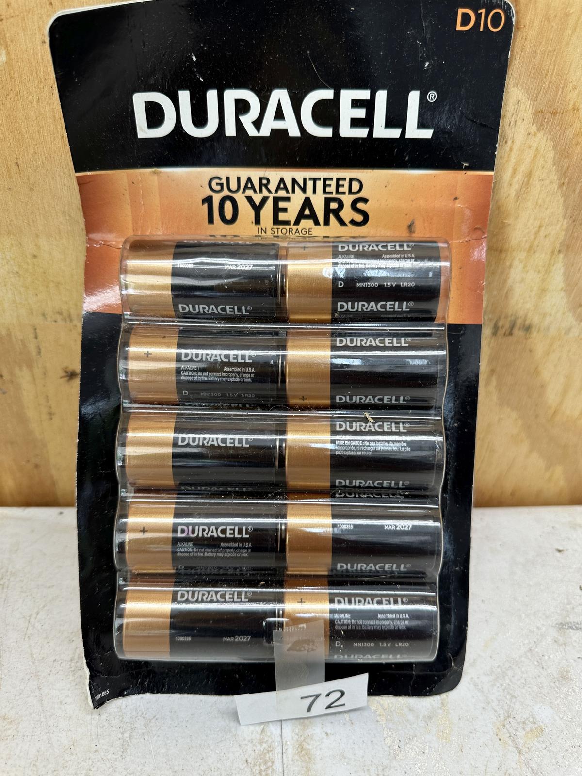 (10) Pack D Cell Duracell Batteries