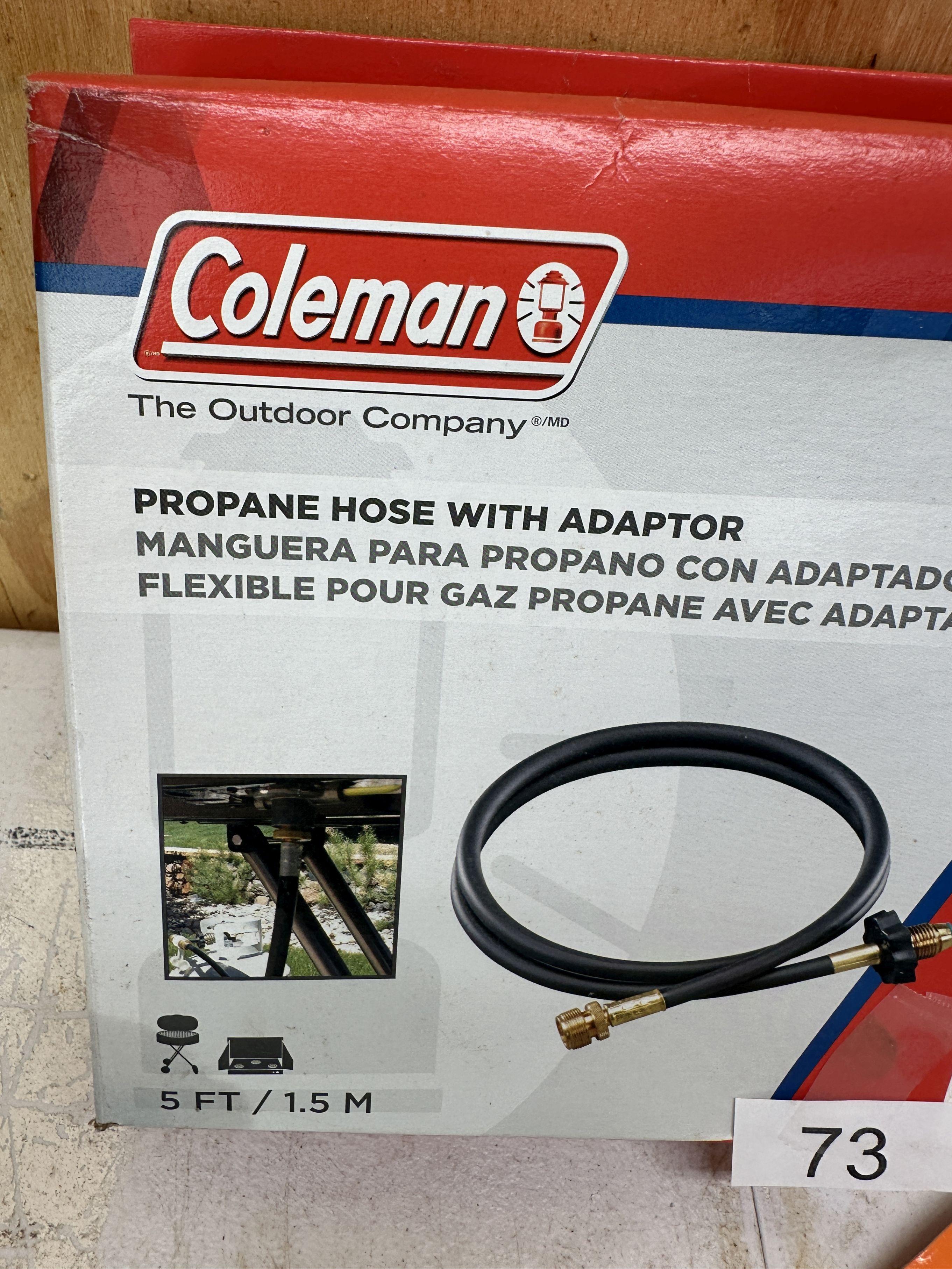 Box Lot/Coleman Propane Hose with Adaptor, Liquid Nails, Gorilla Tape