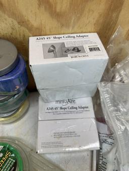 Box Lot/Shelf Brackets, Tape, Paint, ETC