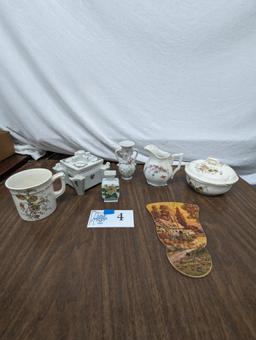 Ceramic Decor Lot, floral, vases, pitcher, etc