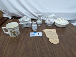 Ceramic Decor Lot, floral, vases, pitcher, etc