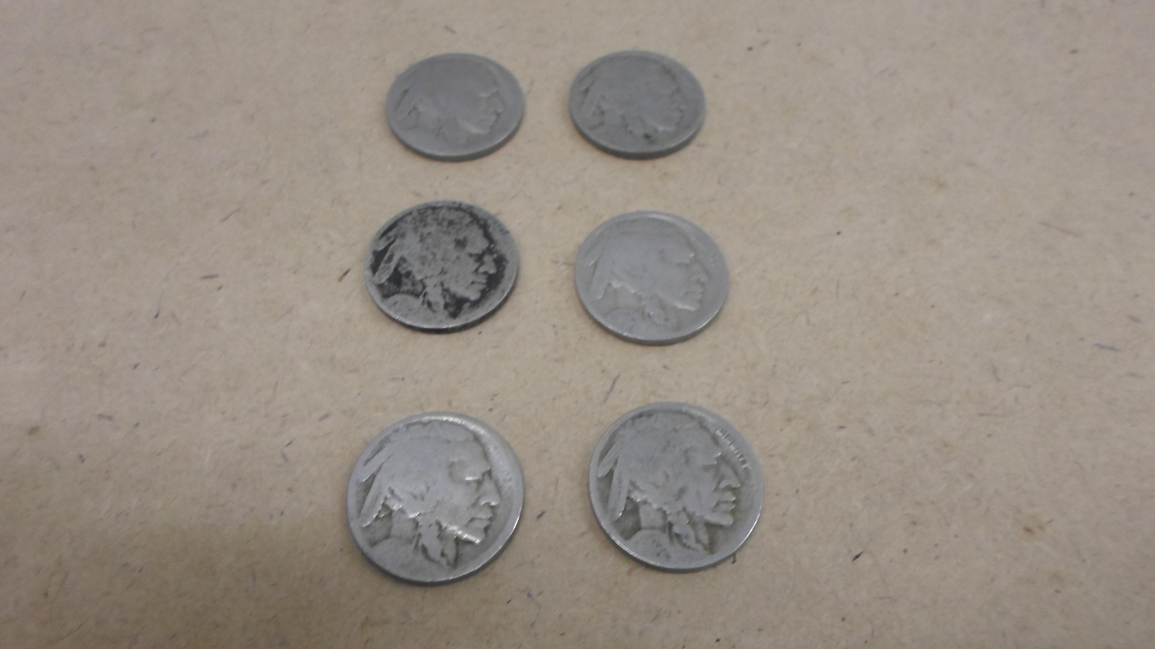 buffalo nickels, lot of 6