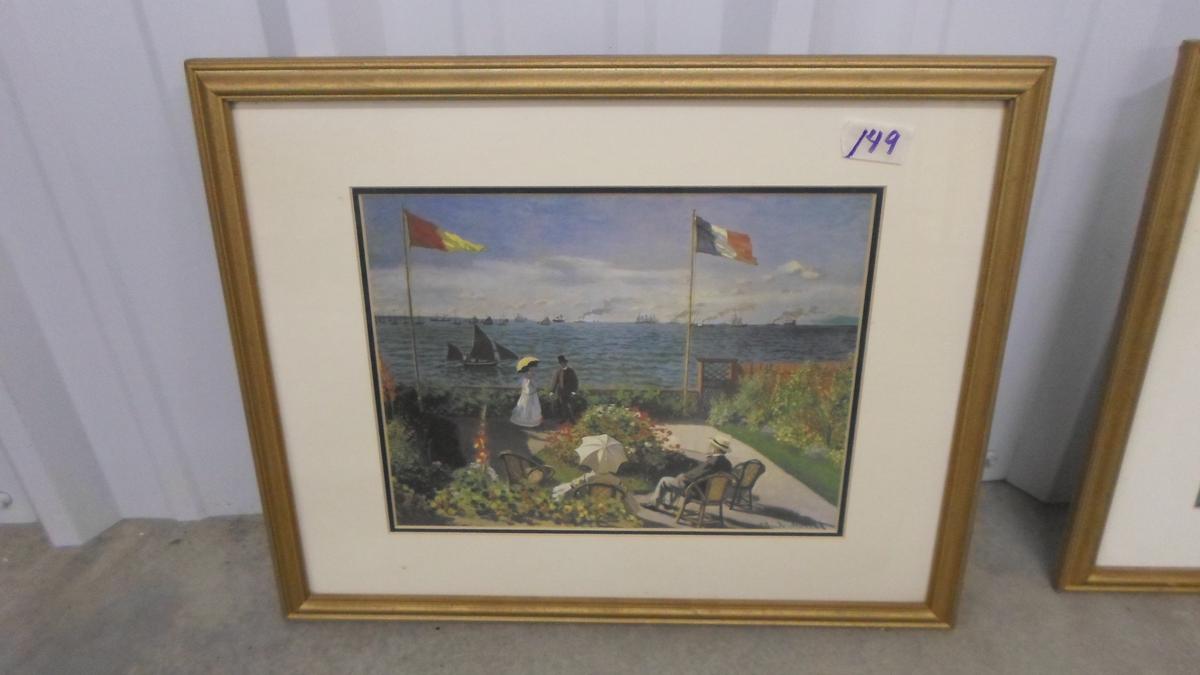 monet print, very nice framed beach scene by the famous artist 22x18